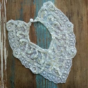 Vintage white sequin beaded collar